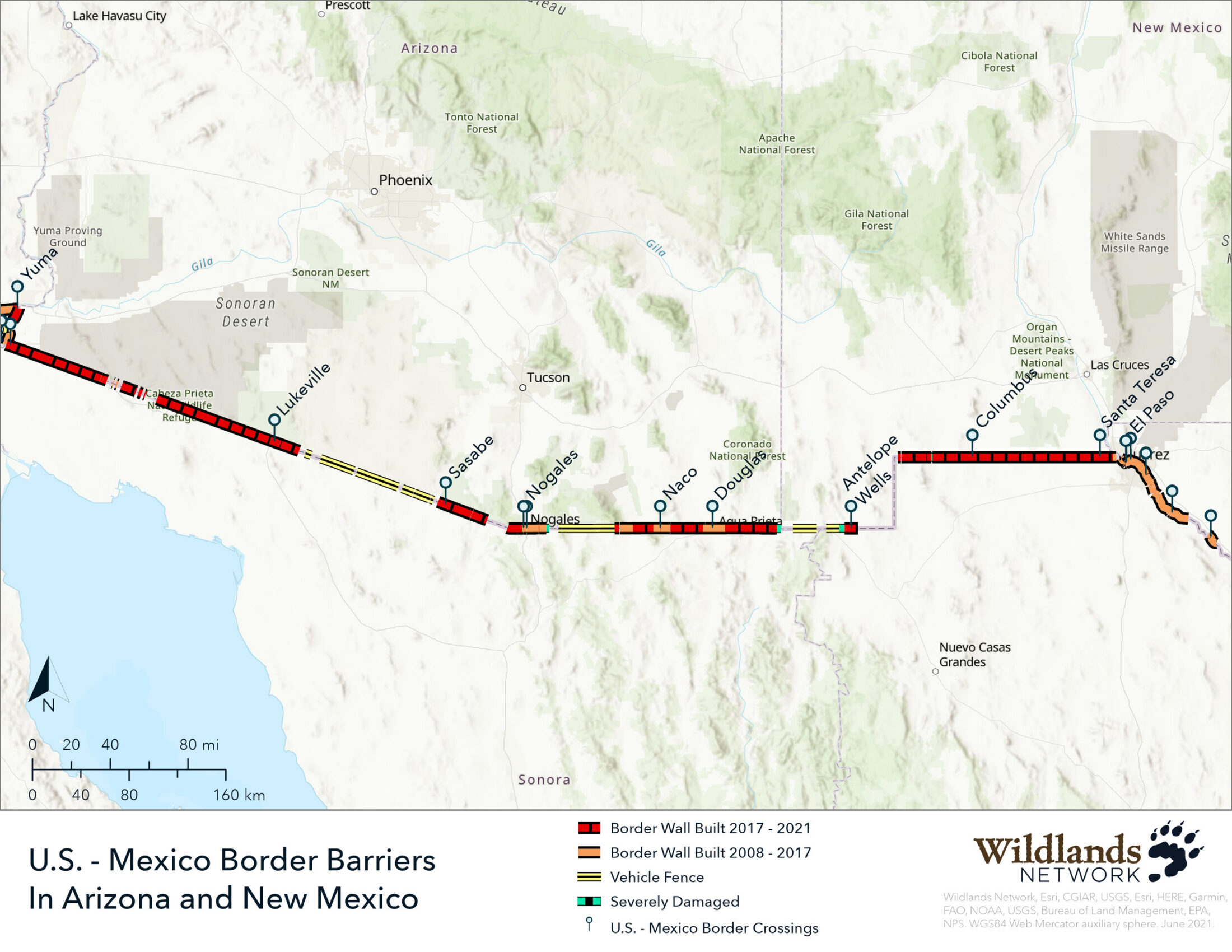 Mapping the Border Wall in Arizona and New Mexico - Wildlands Network